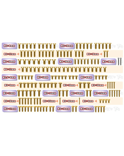 Kit Vis Acier Nitride Doré XB8 2025 (161) - T-WORKS - GSS-XB8'25