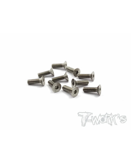 Screws NICKEL FHC 3x10mm (10) - T-WORKS - NSS-310C