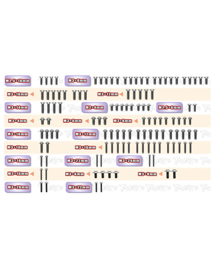 Kit de Vis Titane UFO pour ASSO RC10 B7 (119) - T-WORKS - TSSU-RC10B7