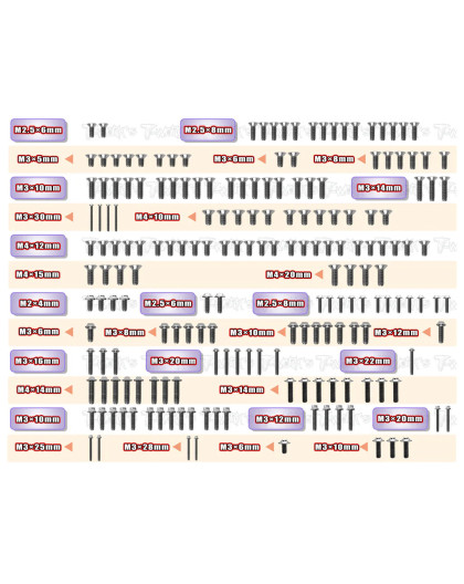 Kit Vis Titane UFO pour ASSO RC8 B4.1 (189) - T-WORKS - TSSU-RC8B4.1