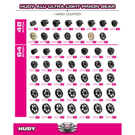 Pignon alu 12 dts 48 dp - HUDY - 294012