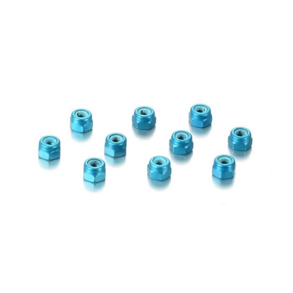 Ecrous alu 3mm Bleu (10) - HUDY - 296530-B