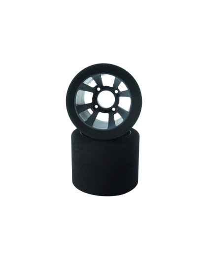 Pneus PanCar 1/10 Arrière 35 Shore sur jantes noires (2) - HOT RACE