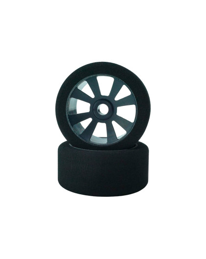 Pneus PanCar 1/10 Avant 35 Shore sur jantes noires (2) - HOT RACE