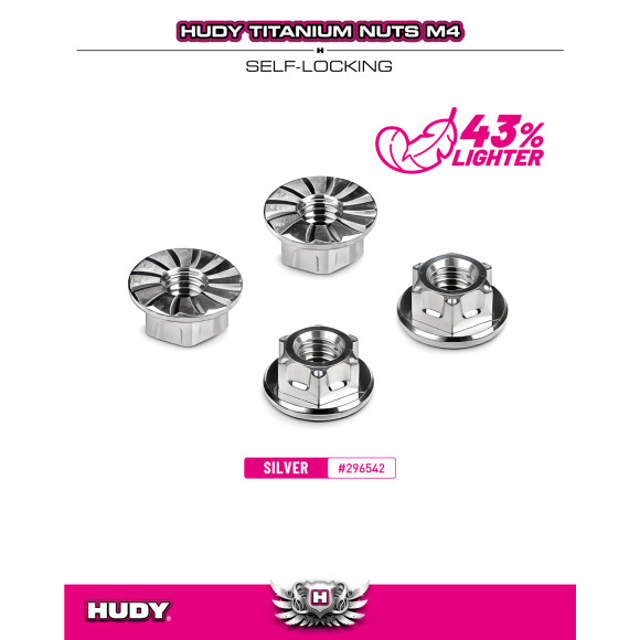 Ecrous de roue M4 titane (4) - HUDY - 296542