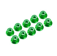 4 mm. ALU. NYLON NUT W/FLANGE GREEN (10 pcs) - UR1513-GR - ULTIMATE