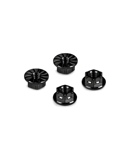 Titanium Nut M4 With Serrated Flange - Black (4) - HUDY - 296542-K