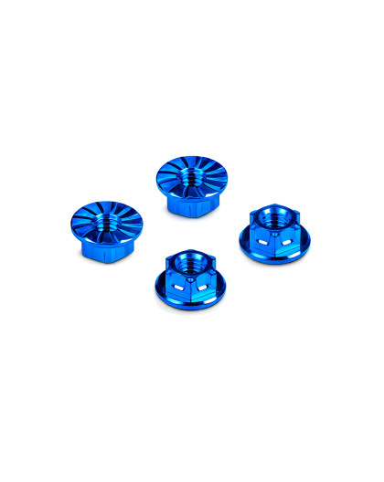 Titanium Nut M4 With Serrated Flange - Blue (4) - HUDY - 296542-B