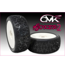 Pneus TT 1/8 Joker 2.0 - 15/25 collés sur jantes (2) - 6MIK -TU231525