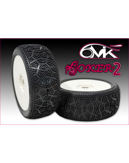 Pneus TT 1/8 Joker 2.0 - 15/25 collés sur jantes (2) - 6MIK -TU231525