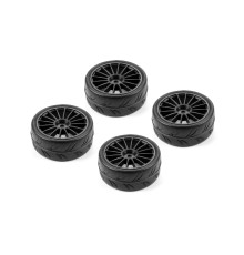 1/10 Pre-Cut Slick Belted Tires Right & Left (2+2) - HUDY - 803041