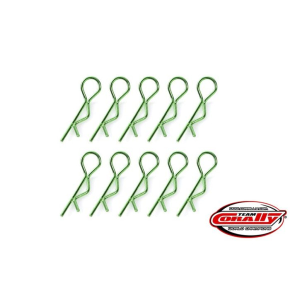 TEAM CORALLY - BODY CLIPS - 45 BENT - MEDIUM - GREEN - 10 P - C-35110