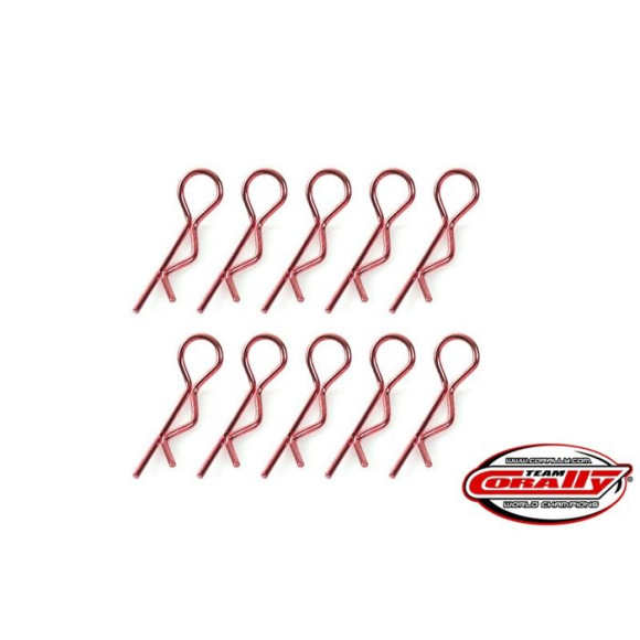 TEAM CORALLY - BODY CLIPS - 45 BENT - MEDIUM - RED - 10 PCS - C-35111