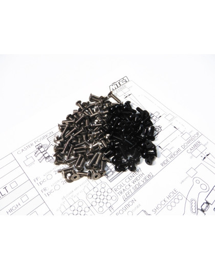 Kit de visserie titane/alu hexagonale MTC1 noir - HIRO SEIKO - 48182