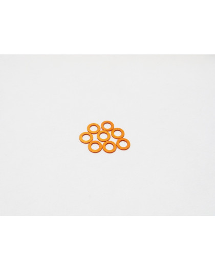 Rondelles alu 3mm 1.0mm (8) Orange - HIRO SEIKO - 48456
