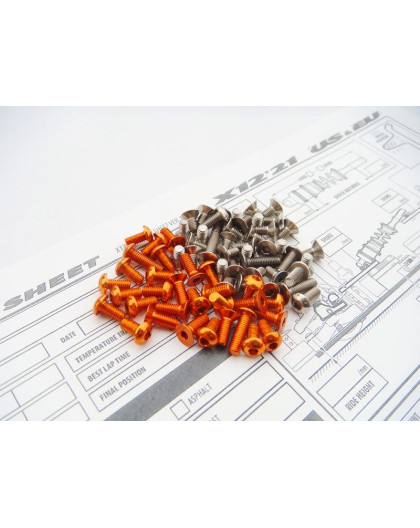 Kit visserie titane/alu hexagonale Orange X12'21 - HIRO SEIKO - 48626