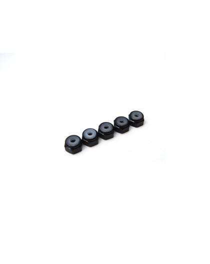 Ecrous nylstop alu 2mm Noir - HIRO SEIKO - 69217