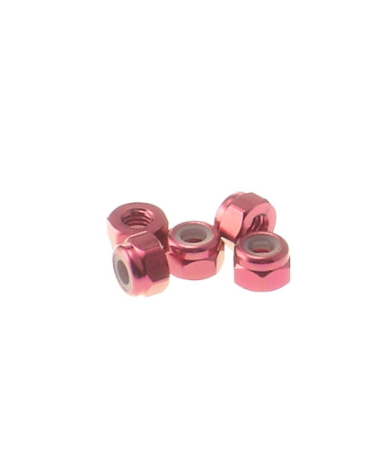 Ecrous nylstop alu 3mm Rouge - HIRO SEIKO - 69222