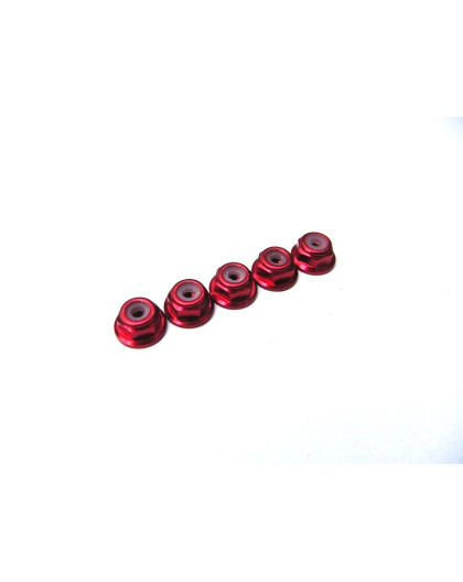 Ecrous épaulés nylstop alu 2mm Rouge - HIRO SEIKO - 69234