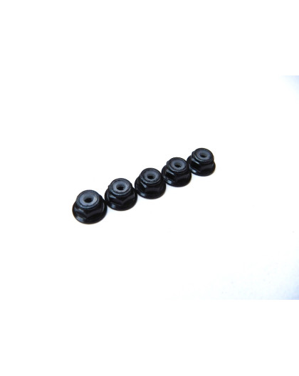 Ecrous épaulés nylstop alu 2mm Noir - HIRO SEIKO - 69235