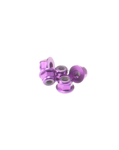  3mm Alloy Flange Nylon Nut [Purple] - HIRO SEIKO - 69239