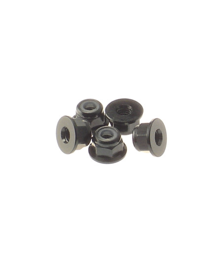  3mm Alloy Flange Nylon Nut [Black] - HIRO SEIKO - 69241