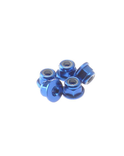  3mm Alloy Flange Nylon Nut [Yokomo-Blue] - HIRO SEIKO - 69238