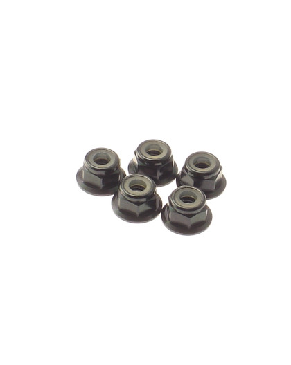  4mm Alloy Flange Nylon Nut [Black] - HIRO SEIKO - 69247