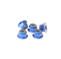  4mm Alloy Flange Nylon Nut [Yokomo-Blue] - HIRO SEIKO - 69244