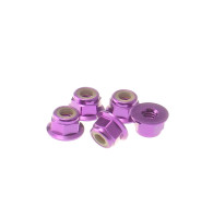 4mm Alloy Flange Nylon Nut [Purple] - HIRO SEIKO - 69245