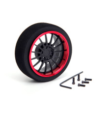  Aluminum Steering Mf Wheel 15-Spoke [Fbk+Red] - HIRO SEIKO - 69721