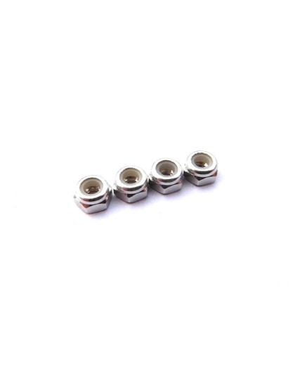  3mm Alloy Nylon Nut (S_Size) [Silver] - HIRO SEIKO - 69849