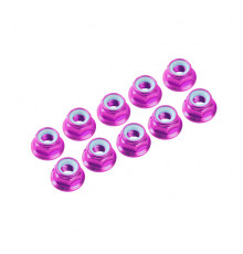 3mm. Alu. Nylon Nut W/Flanged Pink (10Pcs) - ULTIMATE - UR1503-PK