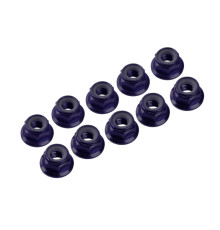 4 mm. Alu. Nylon Nut W/Flange Black (10 Pcs) - ULTIMATE - UR1513-N