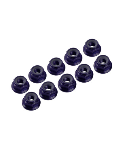 4 mm. Alu. Nylon Nut W/Flange Black (10 Pcs) - ULTIMATE - UR1513-N