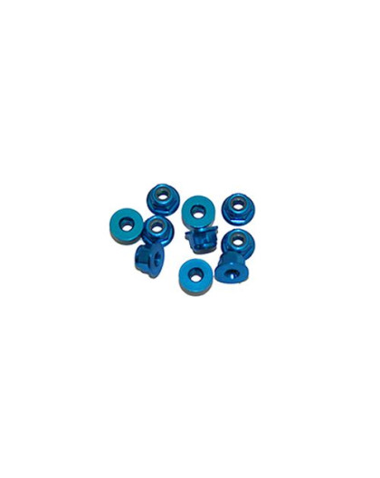 4 mm. Alu. Nylon Nut W/Flange Blue (10 Pcs) - ULTIMATE - UR1513-A