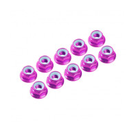 4 mm. Alu. Nylon Nut W/Flange Pink (10 Pcs) - ULTIMATE - UR1513-PK