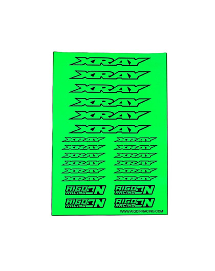 Stickers Xray Vert Fluo sur format A5 - AIGOIN RACING - AR3003