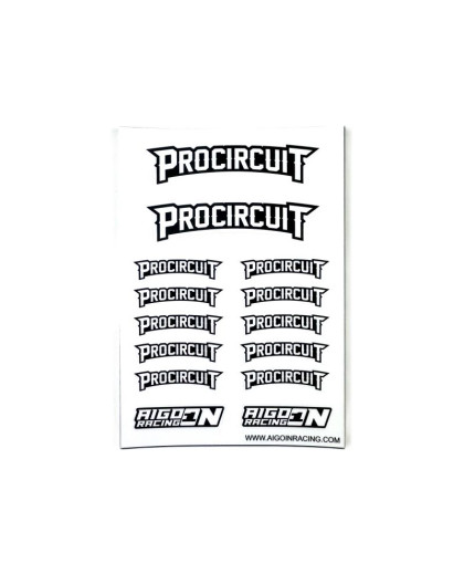 Stickers Procircuit Blanc sur format A6 - AIGOIN RACING - AR3029