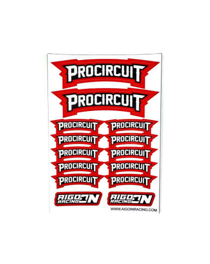 Stickers Procircuit Rouge sur format A6 - AIGOIN RACING - AR3030