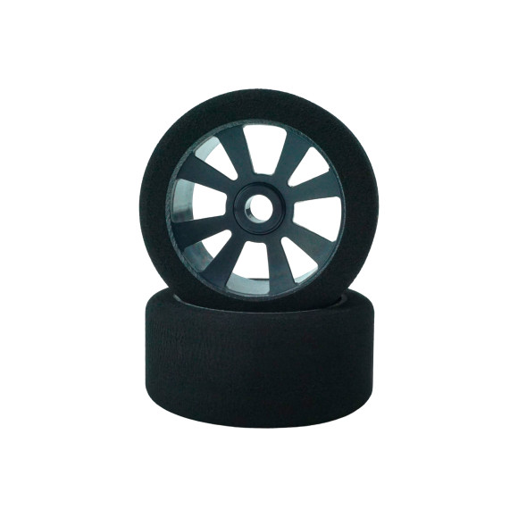 Pneus PanCar 1/10 Avant 35 Shore sur jantes noires (2) - HOT RACE