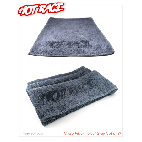 3 Pcs Of Microfiber Towel Gray - HOT RACE - 009-0033