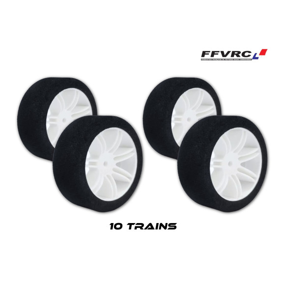 10 Sets Of Tyres 1/10 On White Rims Ffvrc - HOT RACE - 10W-FFVRC-10