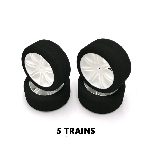 5 trains pneus piste 1/10 jantes blanches FFVRC  - HOT RACE
