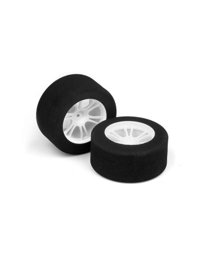 M18MT REAR FOAM TIRE MOUNTED (25DEG) - WHITE (2) - 389581 - XRAY