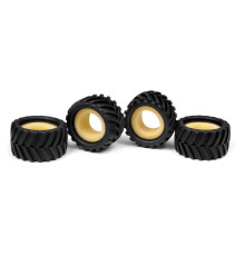 MICRO MONSTER TRUCK TIRE & INSERT - CHEVRON (4+4) - 389621 - XRAY