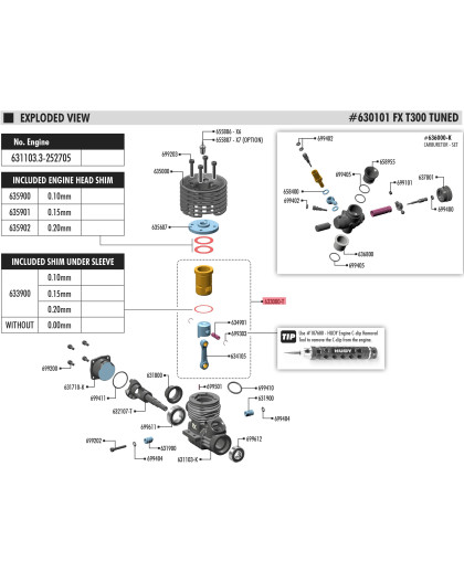 T300 TUNED SLEEVE, PISTON & CONROD - MATCHED SET - FX - 633000-T