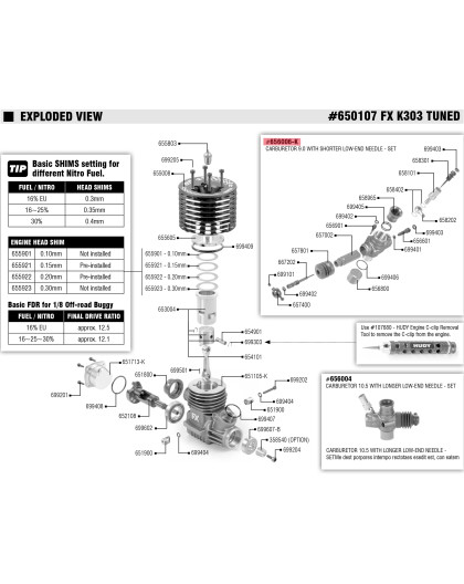OFF-ROAD CARBURETOR SHORTER LOW-END NEEDLE - BLACK - FX - 656006-K