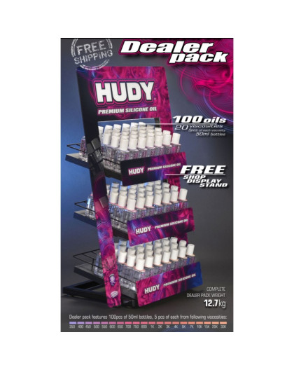 Présentoir huiles silicones + 100 flacons - HUDY - 106699-S