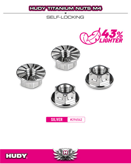 Hudy Titanium Nut M4 With Serrated Flange (4) - HUDY - 296542